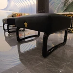 Elegant TV Stand with Upholstered Texture and Gold Metal Base